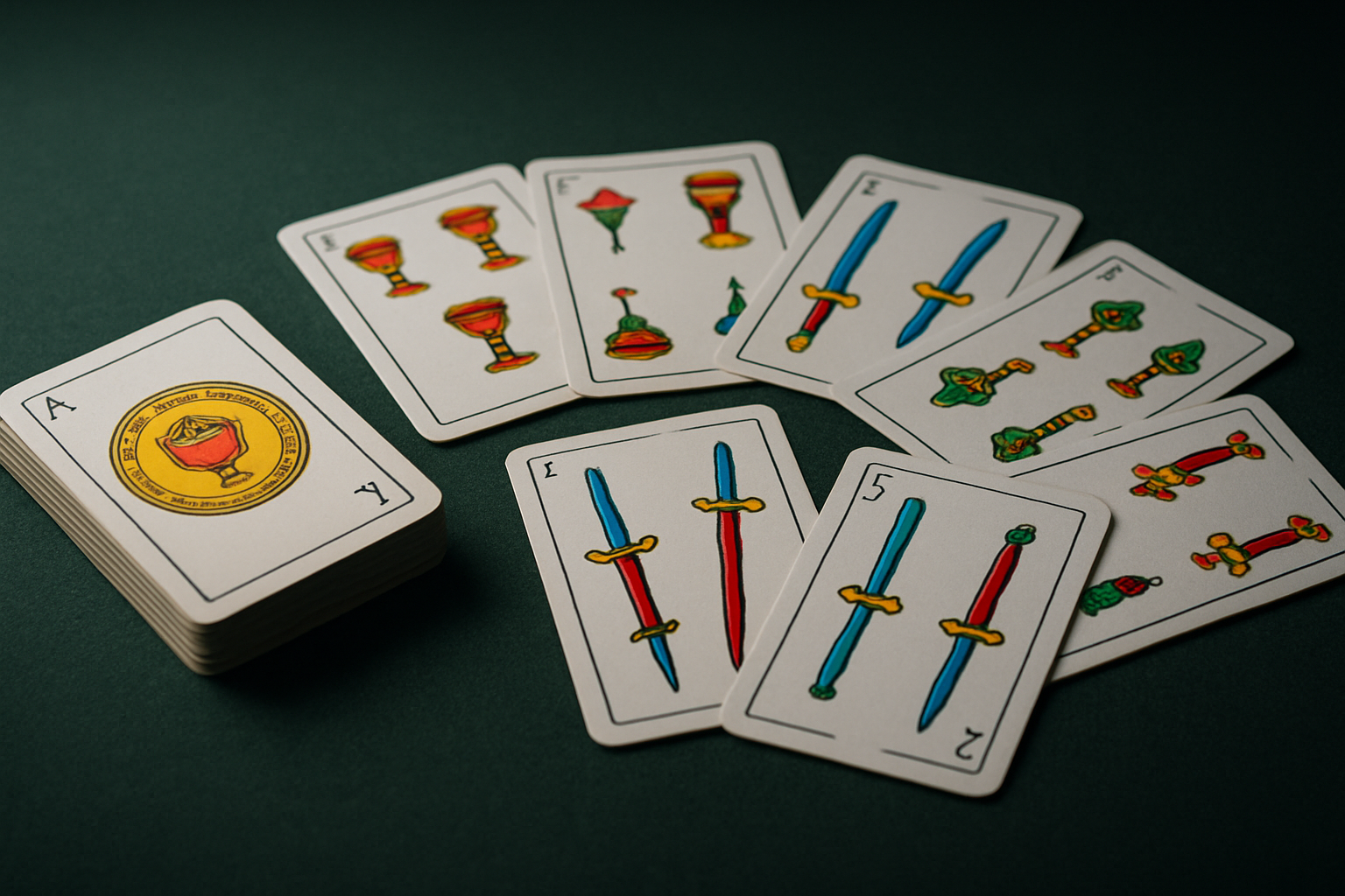 Cartas de Baraja Española sobre mesa para ilustrar el articulo La importancia del corte en una lectura de Baraja Española